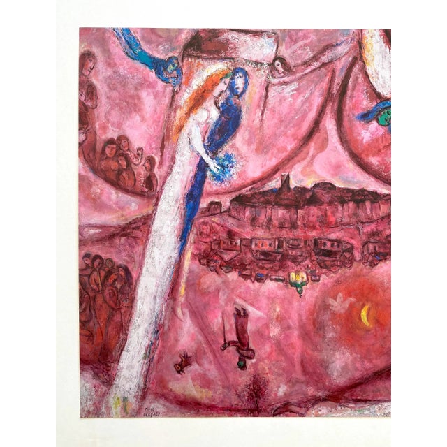 Mid-Century Modern Marc Chagall Expressionist Lithograph Print French Museum Poster " the Song of Songs III " 1960 For Sale - Image 3 of 13