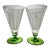 Early 20th Century Crystal Needle Etch Green Footed Tumblers- Set of 2 For Sale