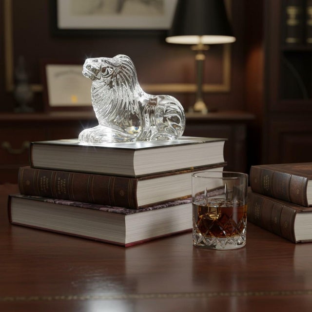 Transparent Waterford Crystal Lion Figurine Sculpture-Irish Art Glass-Paperweight-Office-Leo For Sale - Image 8 of 11