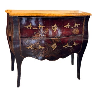 Vintage Chinoiserie Commode With Marble Top For Sale