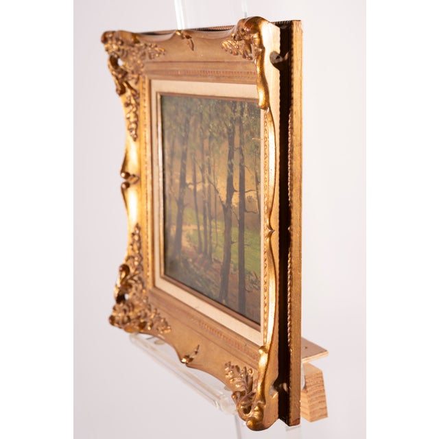 L. Delleani, Forest Interior with Sunlit Clearing, Oil on Panel For Sale - Image 14 of 17