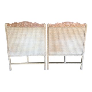 Country French Style Wicker Twin Headboards - a Pair For Sale