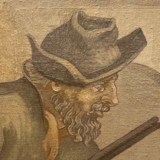 J. J. Borghetto, The Alchemist and the Snake Hunter in Pendant, 1945, Oil on Canvases, Set of 2 For Sale - Image 10 of 15