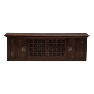 French Brutalist Sideboard in Oak, 1970s For Sale