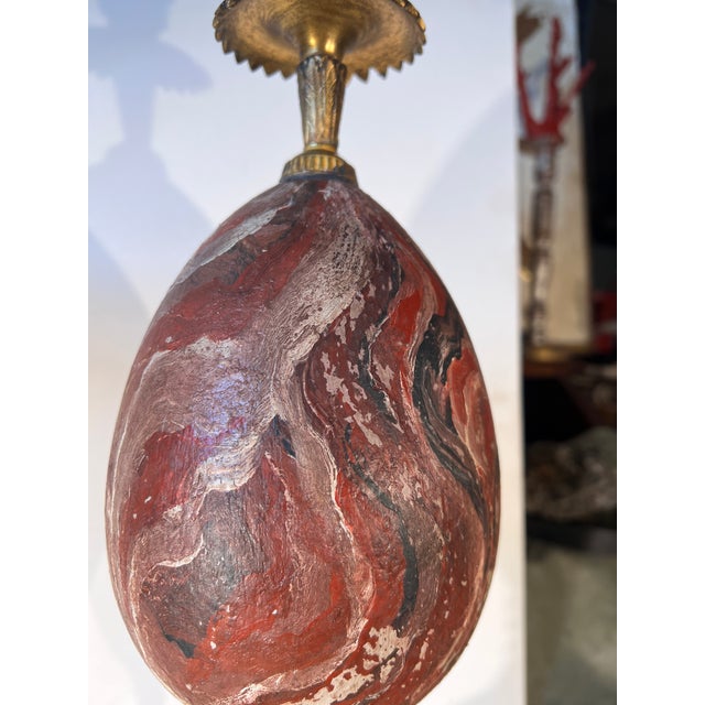 Curiosity Cabinet "Natural Study" faux marble hand painted Model of Faux Ostrich Egg gilt bronze candle cup. Mid 20th...