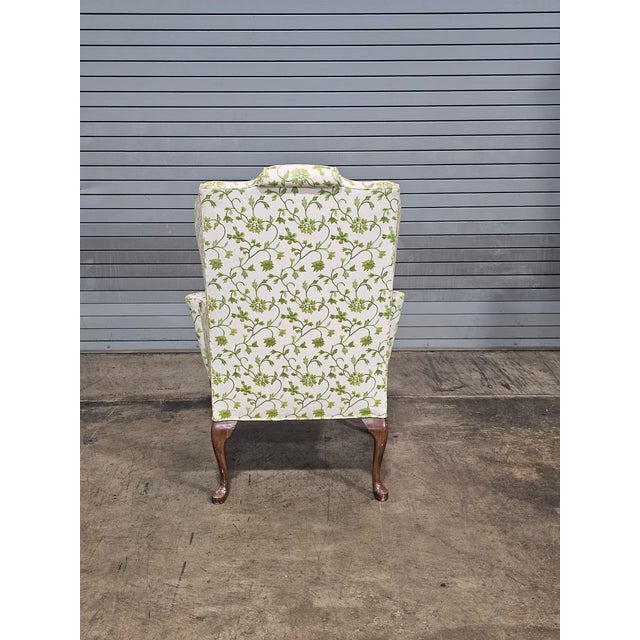 Chippendale Early 20th Century Chippendale Mahogany Wing Chair Carved Ball & Claw Feet Needpoint Fabric For Sale - Image 3 of 11