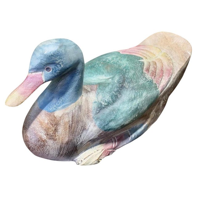 Wood Vintage French Folk Art Deco Duck, 1920 For Sale - Image 7 of 7