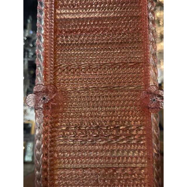 Early 21st Century Modern Pink Twist Murano Glass Mirror For Sale - Image 5 of 6