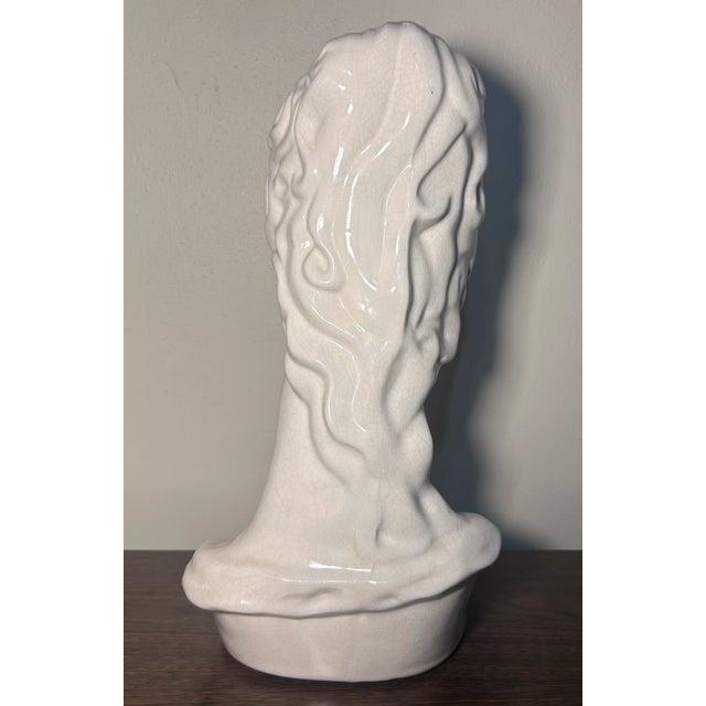 Vintage Mid 20th Century American Mid Century Modern Ceramic Crackle Glazed Diana Bust Sculpture For Sale - Image 4 of 6