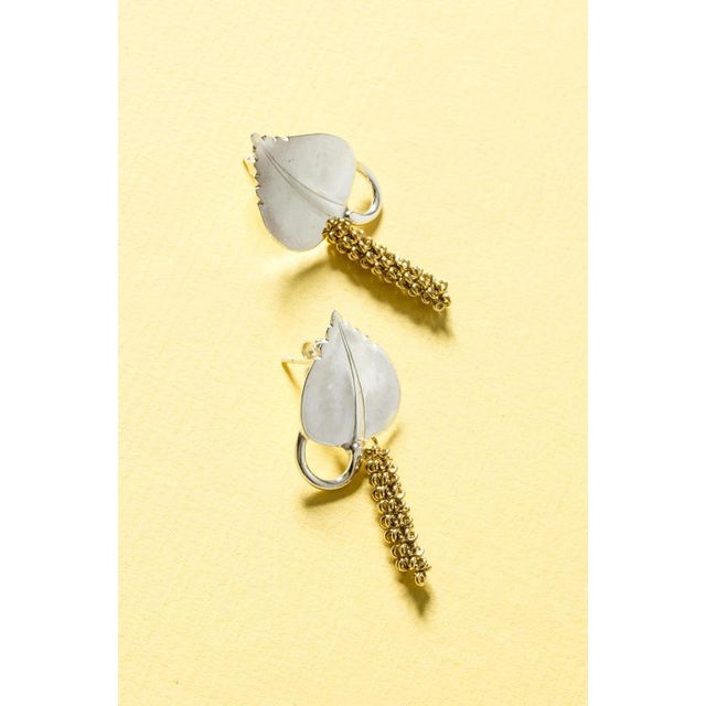 Gilded Silver Earrings by Gertrud Engel, 1948, Set of 2 For Sale - Image 3 of 8