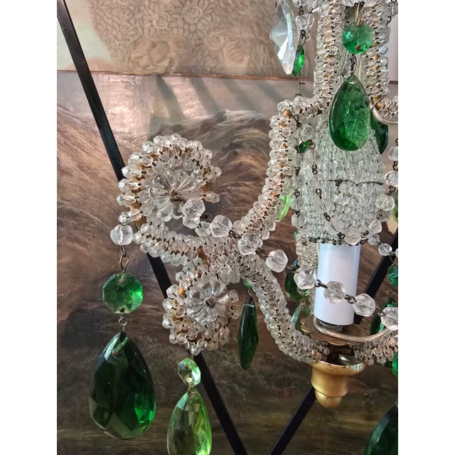 French Vintage Mid Century Bagues Style Petite Chandelier For Sale - Image 3 of 11