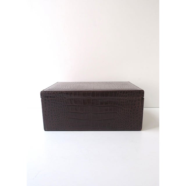 Leather Jewelry Box Crocodile Style, Ralph Lauren Style, Circa 1990s For Sale - Image 14 of 15