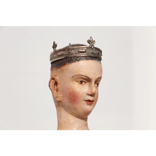 Wood Baroque Santos Cage Doll With Silver Crown, Portuguese 18th Century, Virgin, Madonna, Religious For Sale - Image 7 of 12