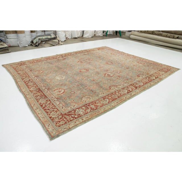 Persian 1900s Antique Persian Tabriz Blue Wool Rug With Allover Floral Pattern For Sale - Image 3 of 10