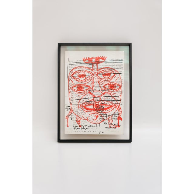 Robert Combas, Portrait of Fire, 1980s, Lithograph, Framed For Sale - Image 6 of 6