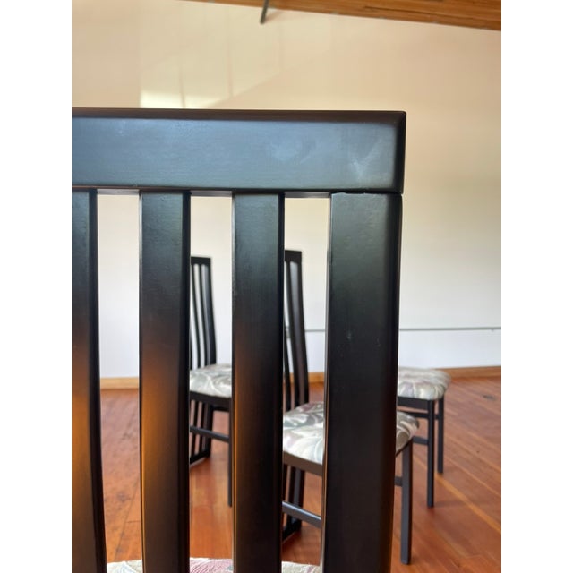 Black Vintage Italian Postmodern Slat Back Black Dining Chairs, Set of 6 For Sale - Image 8 of 12
