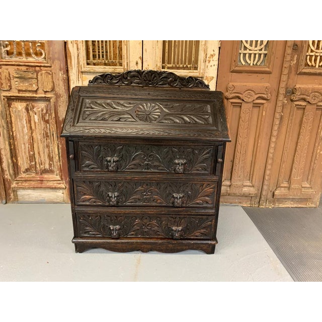 Antique Carved Drop Front Secretary Desk Chairish