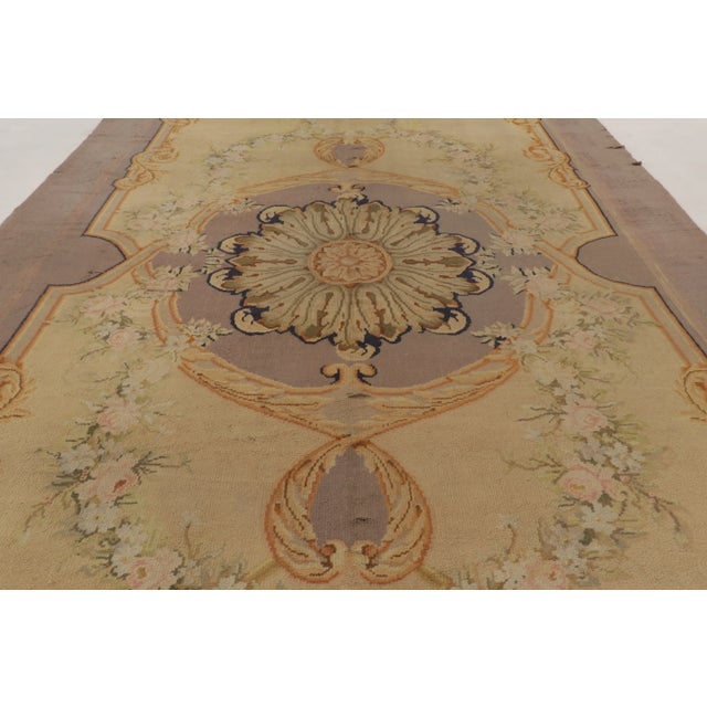 1920s Oversized Antique Spanish Savonnerie Rug With Bold Floral Medallion - Rug & Kilim For Sale - Image 5 of 10
