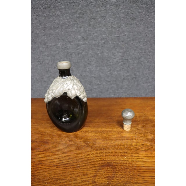 Mid 20th Century Rococo Danish Emerald Green Glass Flask With Ornate Pewter Overlay For Sale In Philadelphia - Image 6 of 10