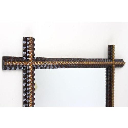 Rustic Tramp Art Handcarved Wall Mirror, Austria, 1880s For Sale - Image 4 of 18