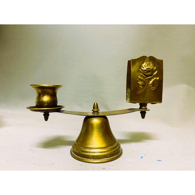 Portuguese Church Brass Candleholder with Matchbox Holder by Ferreira, 1930s For Sale - Image 6 of 8