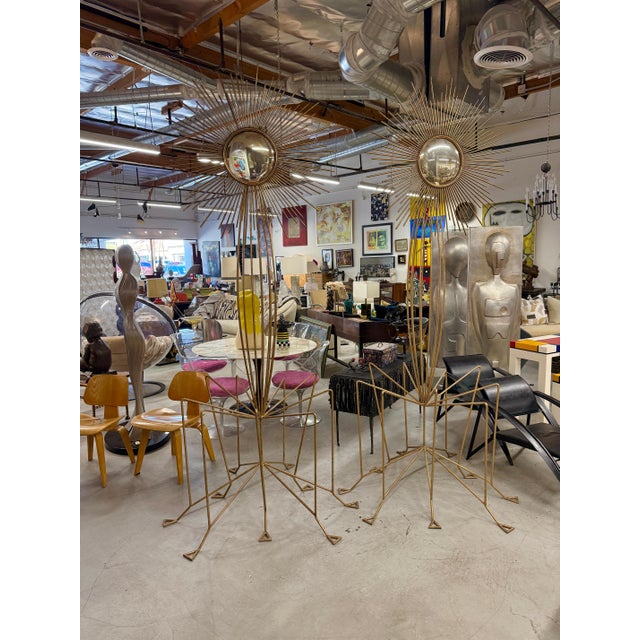 Early 20th Century Monumental Brutalist Starburst Mirror 9 Foot Tall Sculptures For Sale - Image 14 of 17