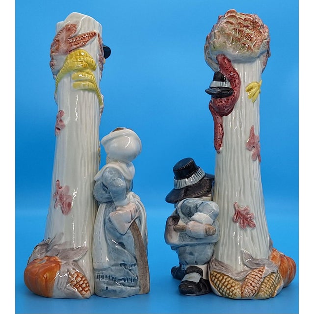 Ceramic Vintage Fitz and Floyd Pilgrims Progress Candlestick Holders - A Pair For Sale - Image 7 of 12