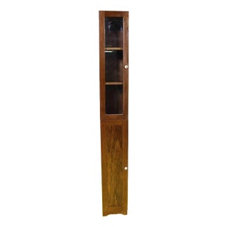 Wooden Column Cabinet with Glass Door and Ceramic Knobs For Sale