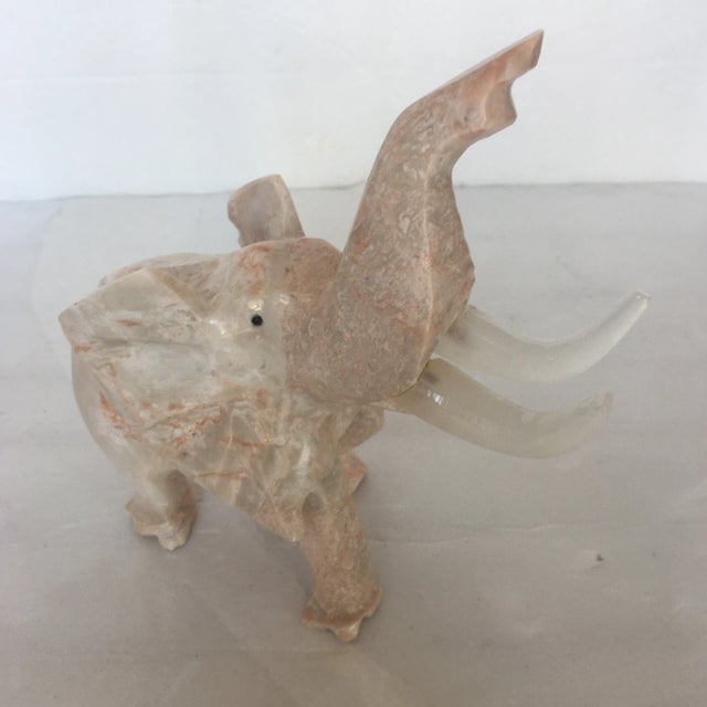 Pink Stone and Acrylic Hand - Carved Elephant Figurine For Sale - Image 9 of 13