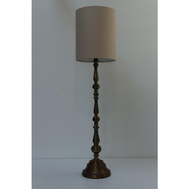 Tall Danish Brass Table Lamp, 1910s For Sale - Image 5 of 18