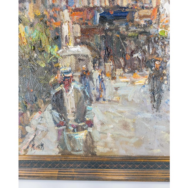 Late 20th Century Asian Impressionist Street Scene Painting For Sale - Image 10 of 13