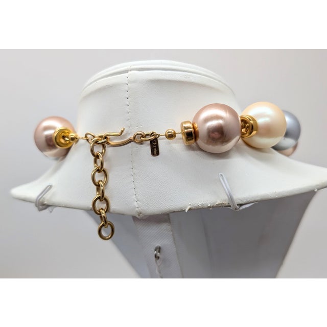 Vintage 1985 Signed Monet Multi-Color Big Faux-Pearl Necklace For Sale In Philadelphia - Image 6 of 8