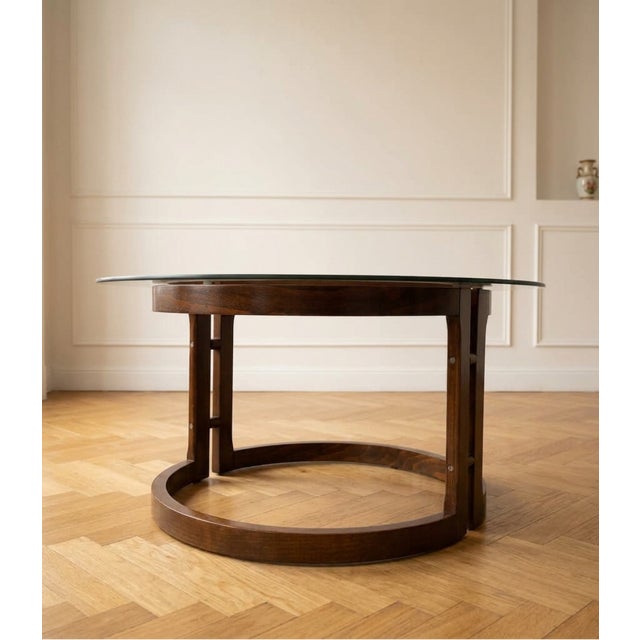 1970s Vintage Round Coffee Table with Smoked Glass Top, 1970s For Sale - Image 5 of 7