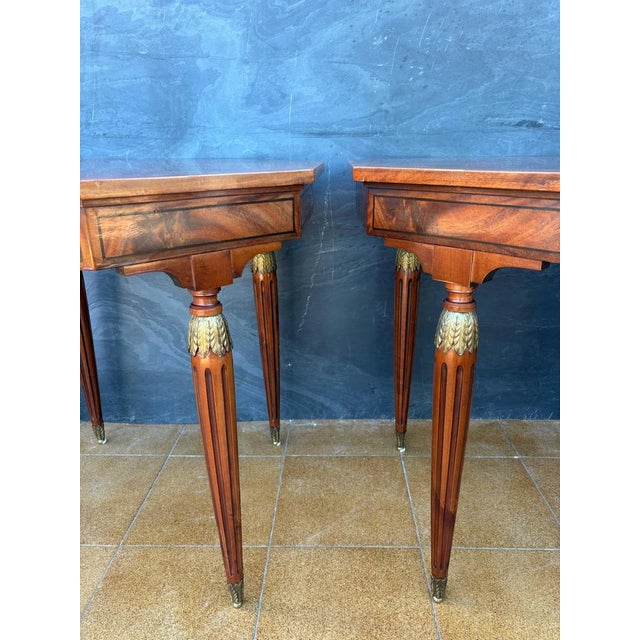 French Louis XVI Style Marquetry Side Tables, 1940, Set of 2 For Sale - Image 12 of 14