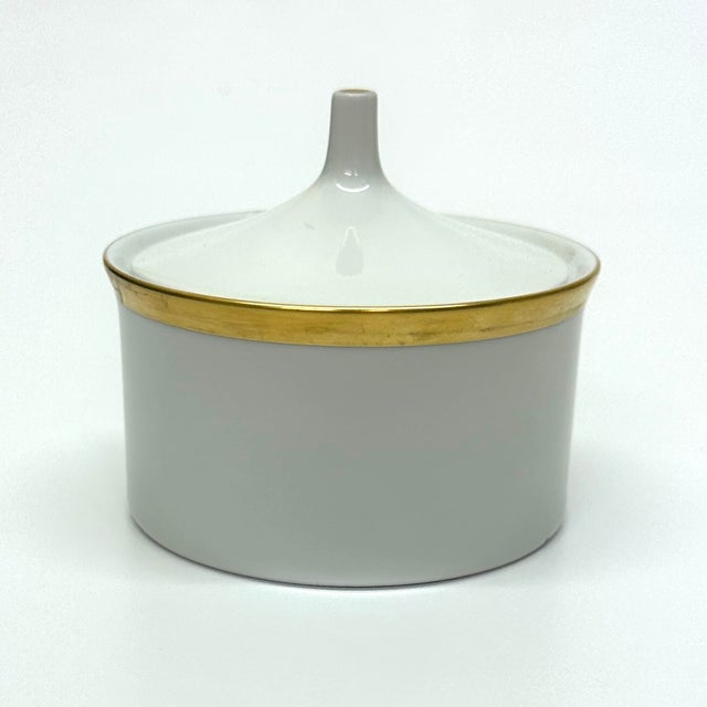 Gold Vintage Mid-Century Modern Rosenthal Kurfürstendamm Gold Embellished Porcelain Creamer and Sugar Bowl Set For Sale - Image 8 of 13