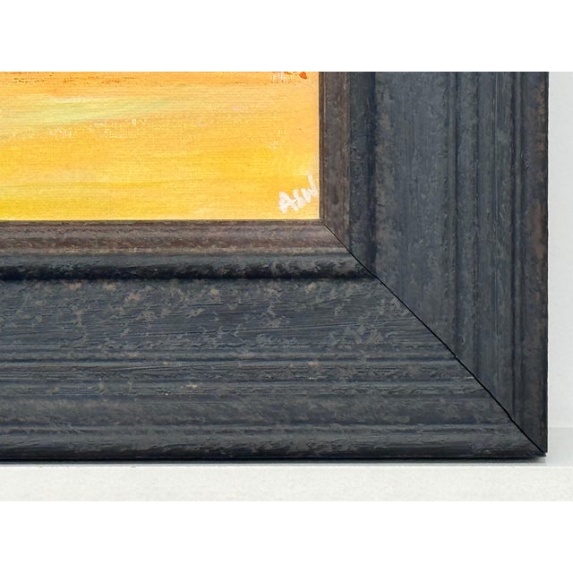 Small Square Abstract Canvas Art Study with Red & Yellow by Contemporary Artist 2025 For Sale - Image 10 of 13