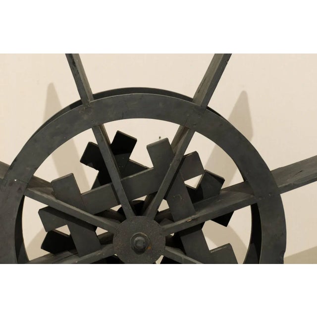 Wood Water Wheel Decoration of Ebonized Jackwood From Kerala, India For Sale - Image 7 of 10