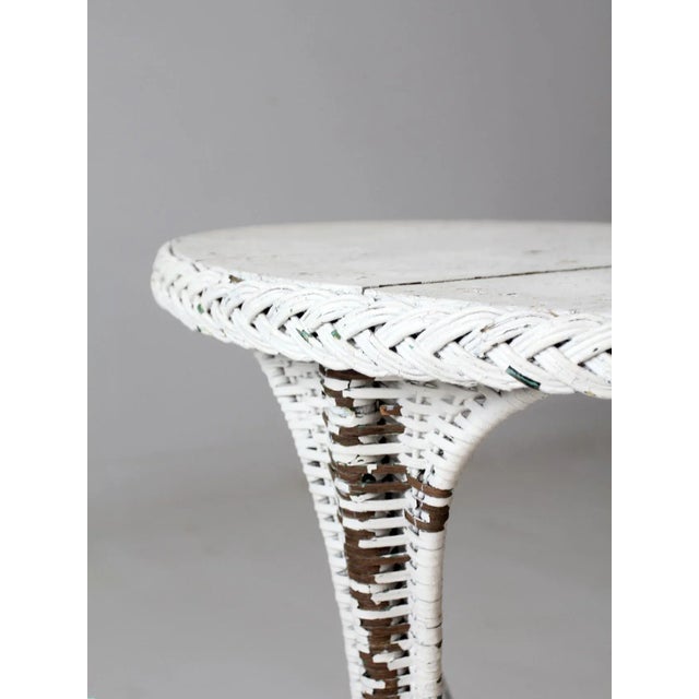 Antique White Wicker Table For Sale - Image 11 of 13