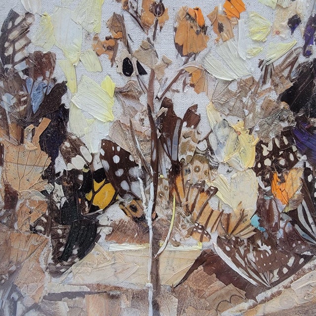 Late 20th Century Original Taxidermy Artwork Asian Landscape Made of Real Butterfly Wings in White Frame For Sale - Image 4 of 8