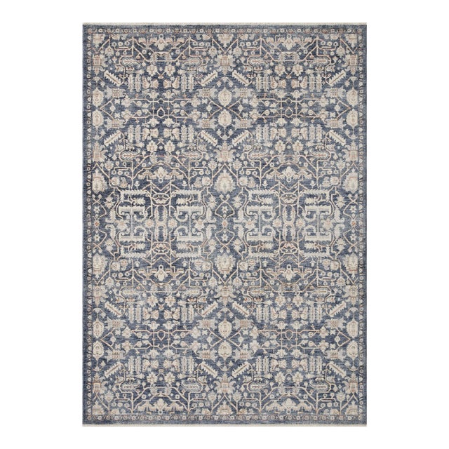 Amber Lewis x Loloi Zuma Blue / Ivory 18" x 18" Sample Rug For Sale