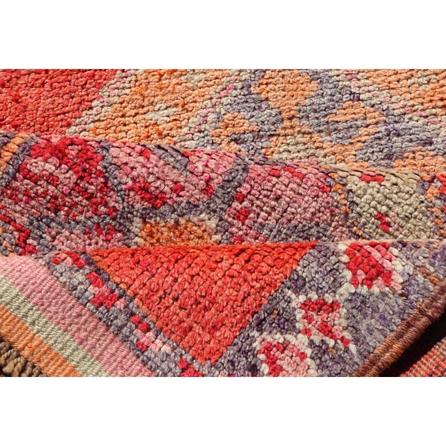 Oushak Vintage Turkish Runner With Geometric Medallion Design With Orangey-Red 3'0 X 11'9 For Sale - Image 9 of 10