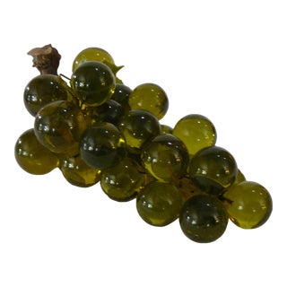 Mid Century Green Lucite Grape Cluster on Driftwood For Sale