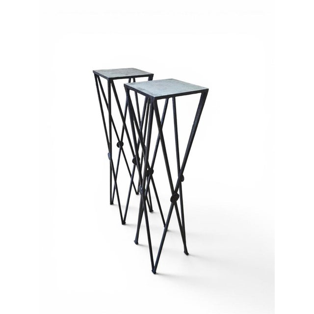 Classical Wrought Iron Pedestals, 1950s, Set of 2 For Sale - Image 6 of 12