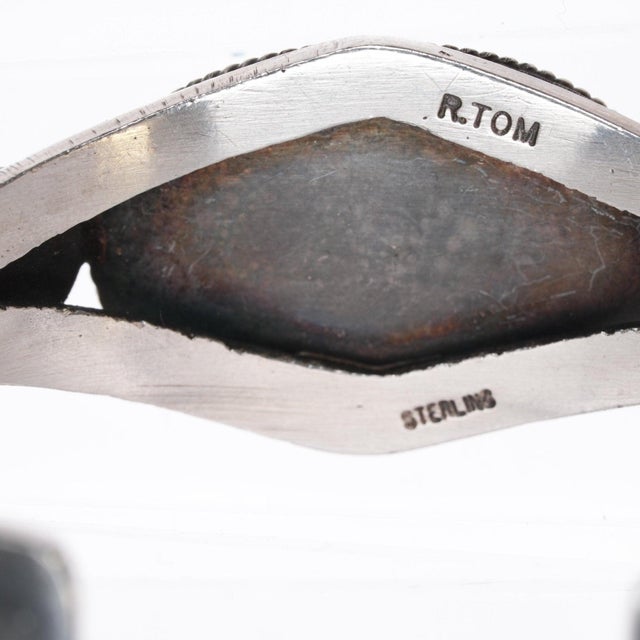 6.75" Ronald Tom Navajo sterling and turquoise cuff bracelet For Sale In Austin - Image 6 of 10