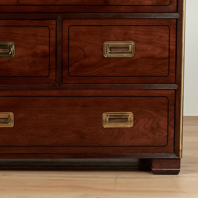Brown Vintage Campaign Style Chest or Dresser by Baker For Sale - Image 8 of 17
