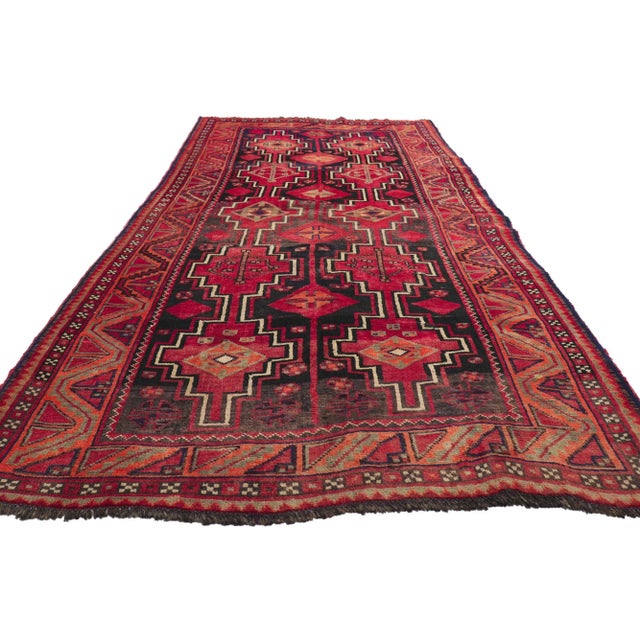 Tribal Late 20th Century Vintage Persian Shiraz Rug, 04'05 X 09'03 For Sale - Image 3 of 10