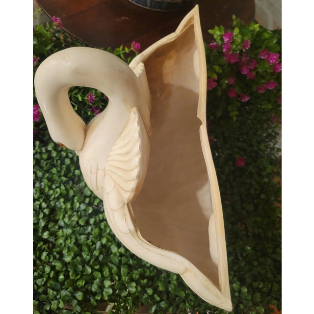Vintage Cream Highly Carved Resin Swan Wall Pocket by Burwood For Sale - Image 10 of 10
