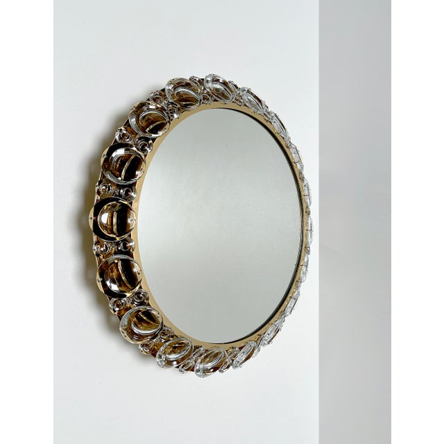 Vintage Illuminated Crystal Brass Mirror from Palwa, 1960s For Sale - Image 17 of 17
