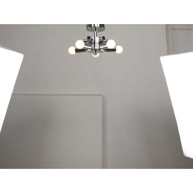 Metal Vintage Italian Ceiling Lamp in Chrome and Opaline, 1980s For Sale - Image 7 of 13