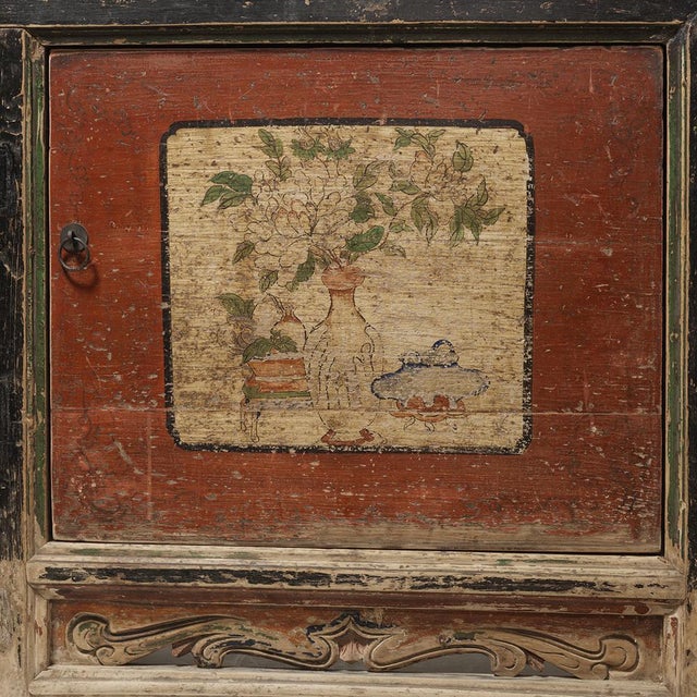 Wood Antique Painted Gansu Sideboard, 1890s For Sale - Image 7 of 11